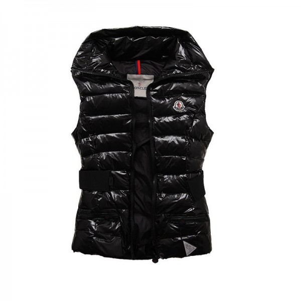 Moncler nero senza maniche Cap and slash Casual Gilet Donna Outlet